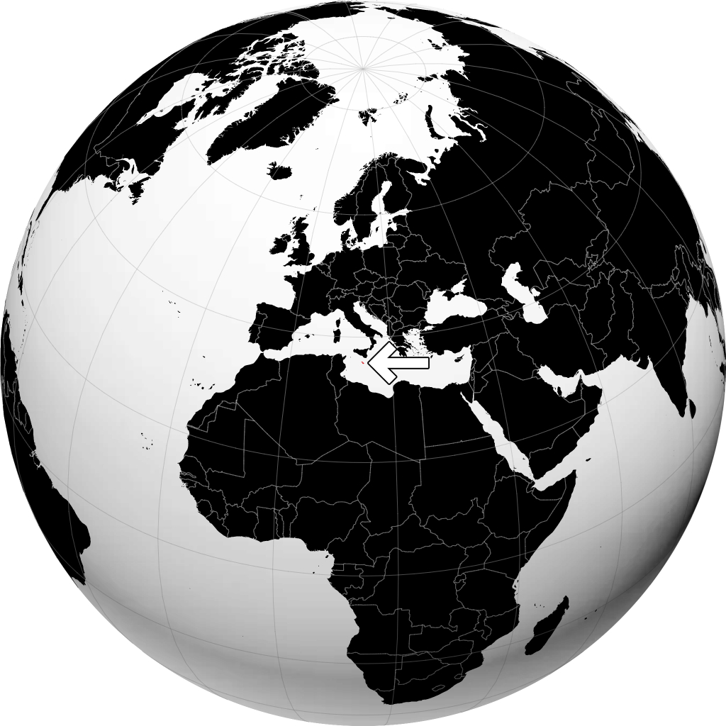 Malta auf dem Globus
