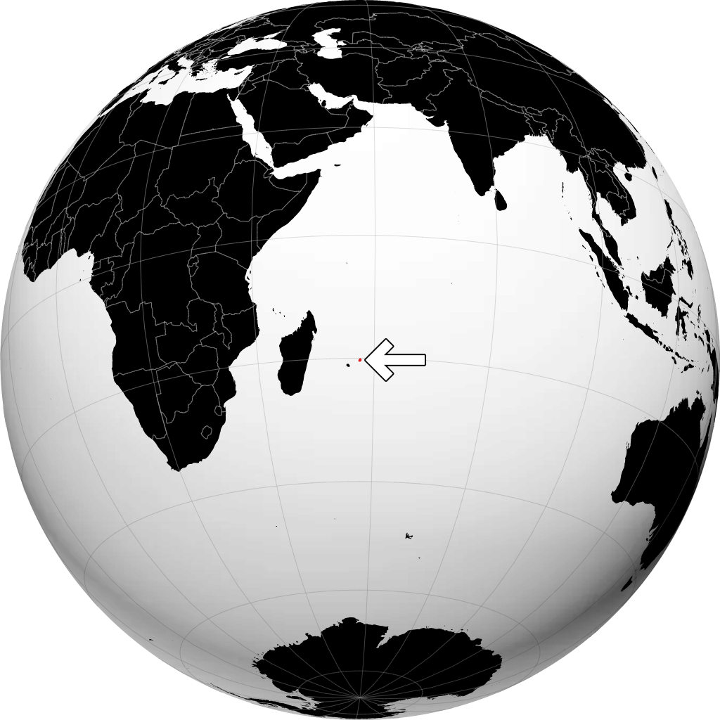 Mauritius auf dem Globus
