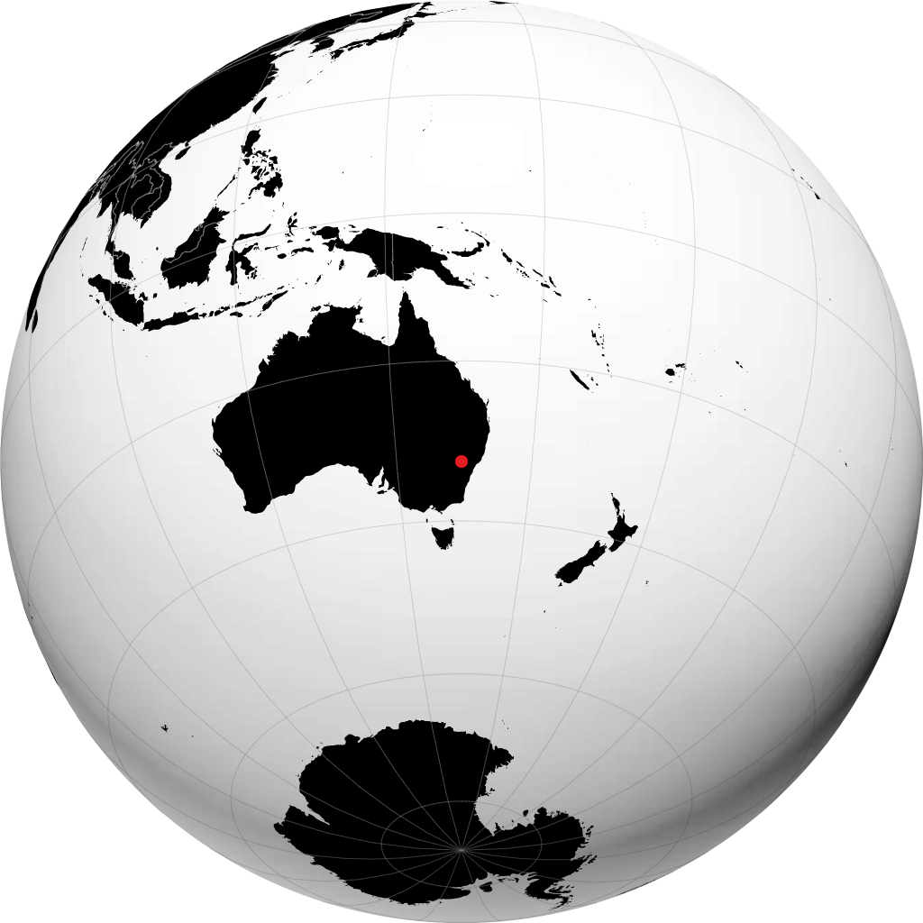 Mudgee auf dem Globus
