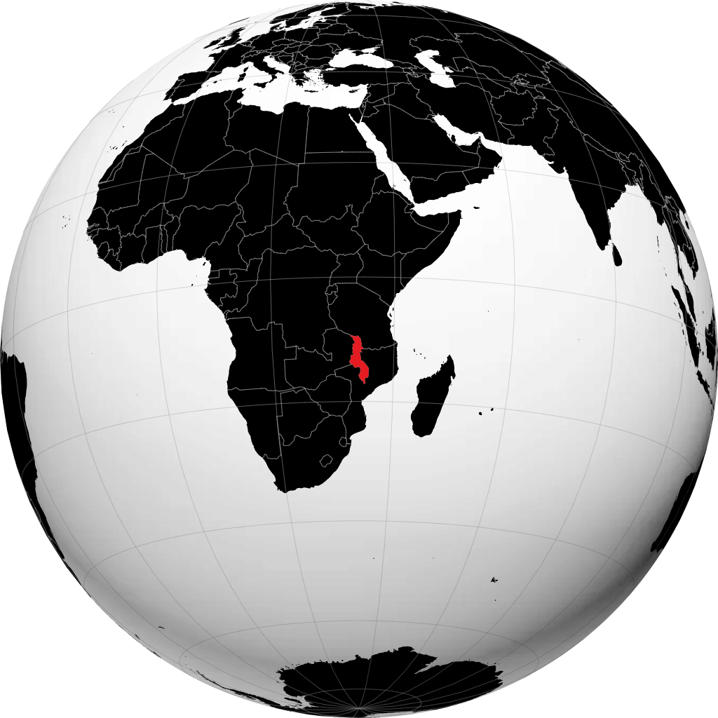 Malawi auf dem Globus