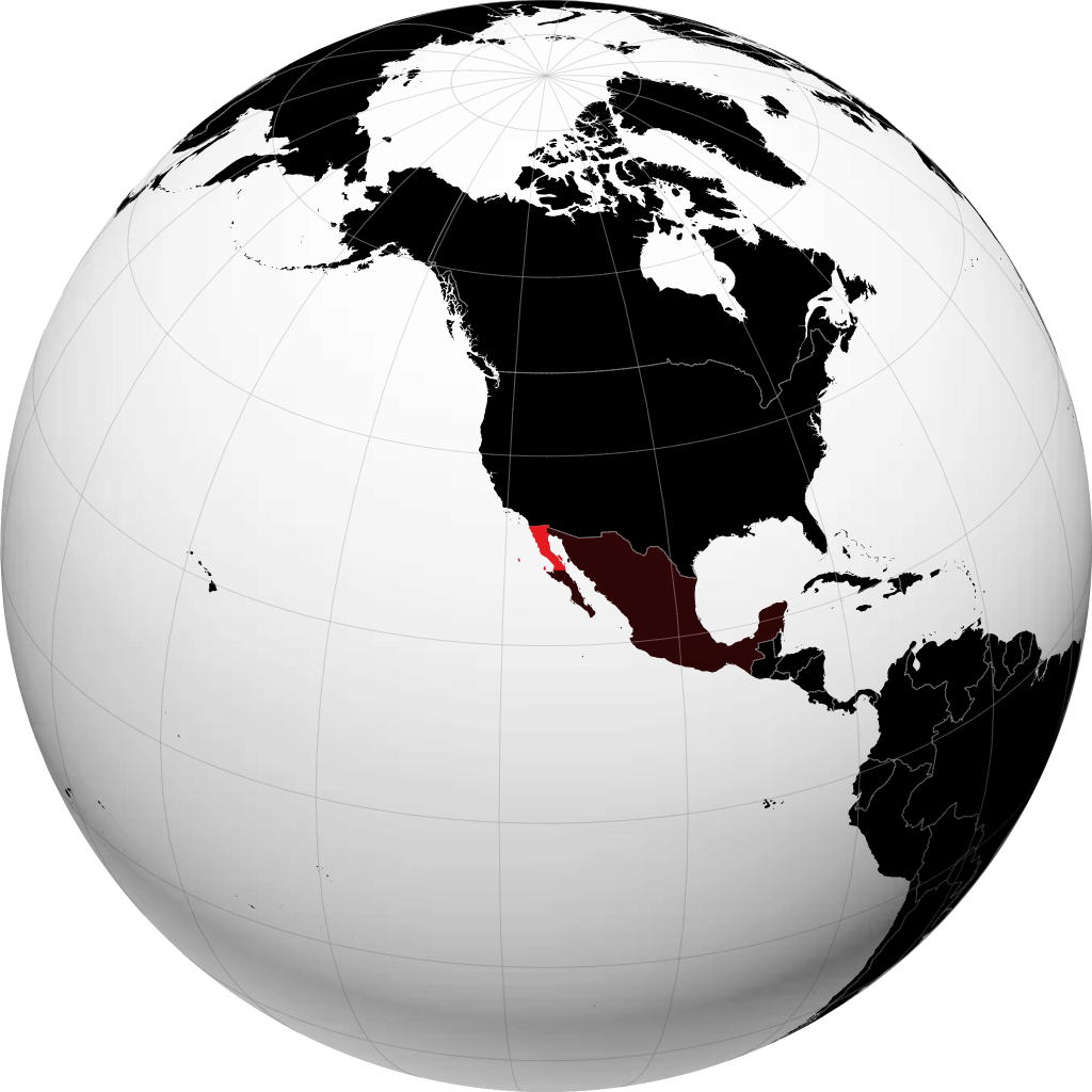 Bundesstaat Baja California auf dem Globus