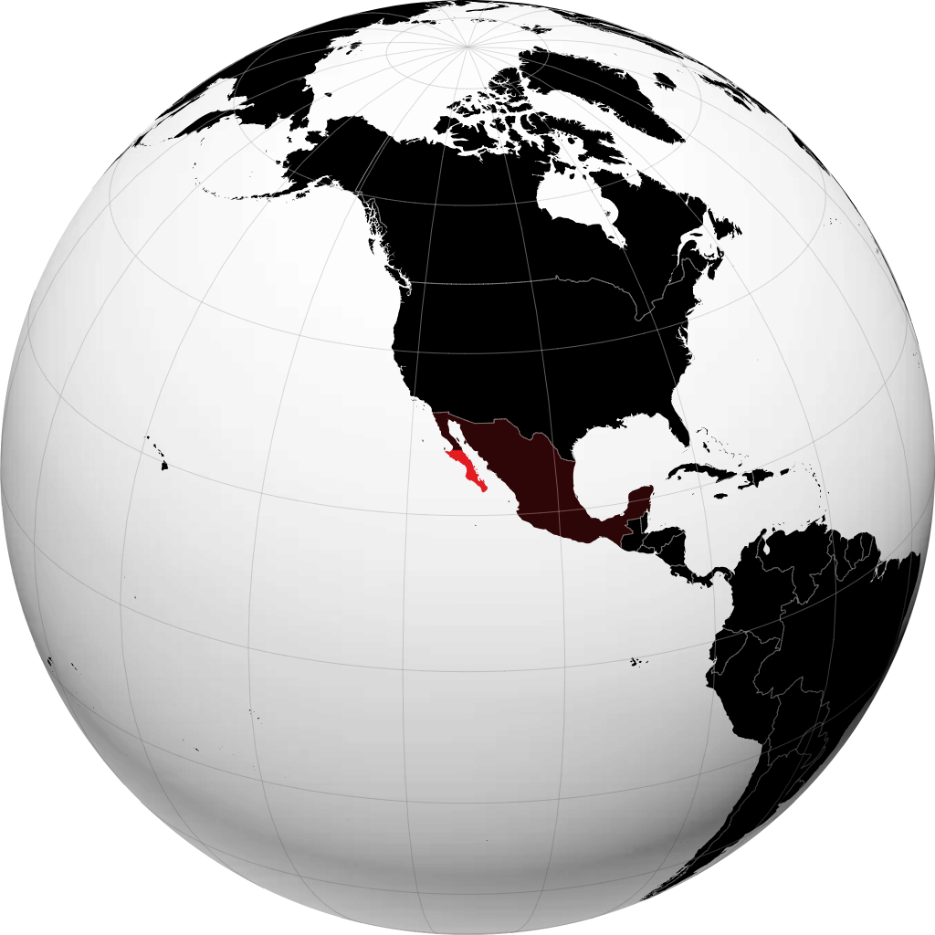 Bundesstaat Baja California Sur auf dem Globus