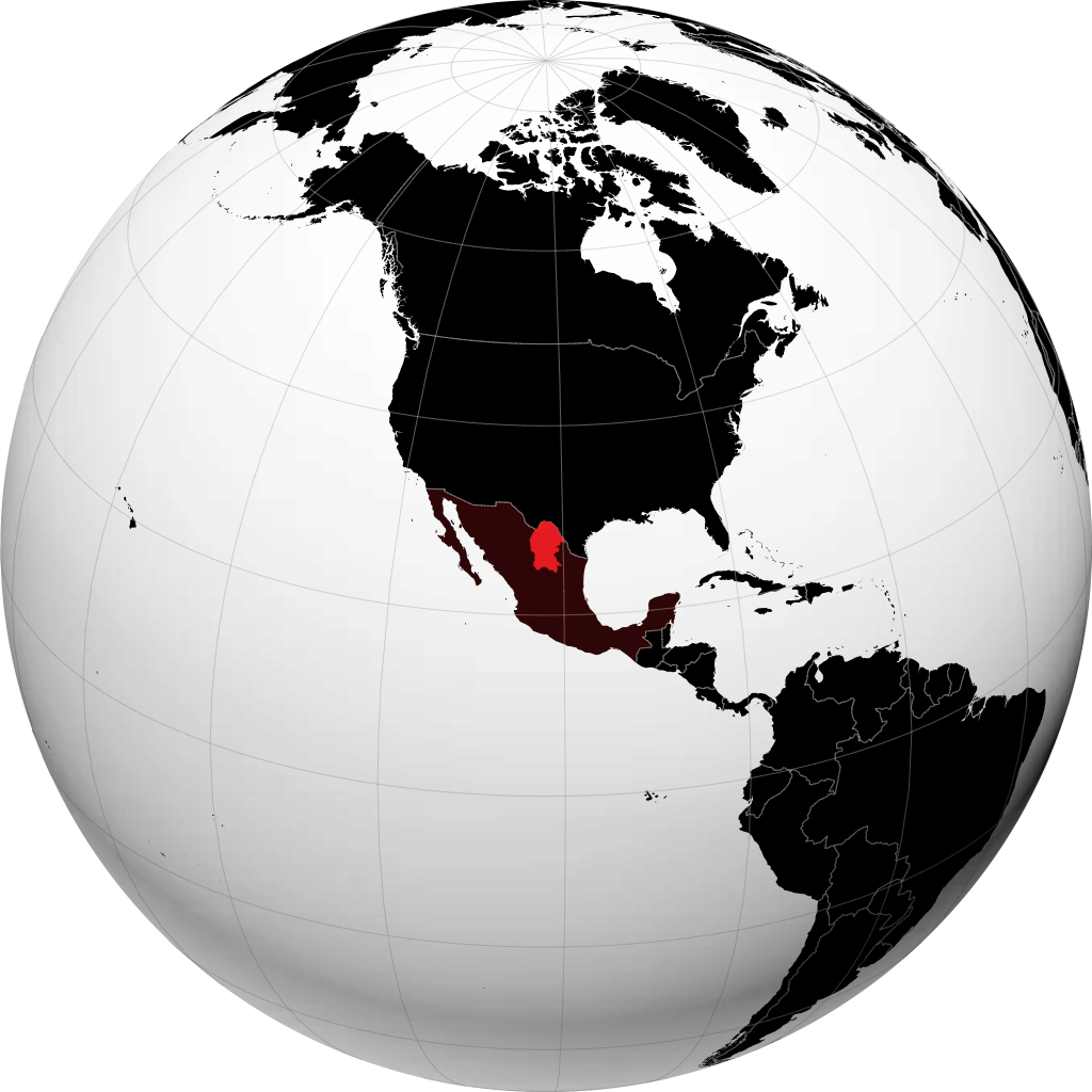 Bundesstaat Coahuila auf dem Globus