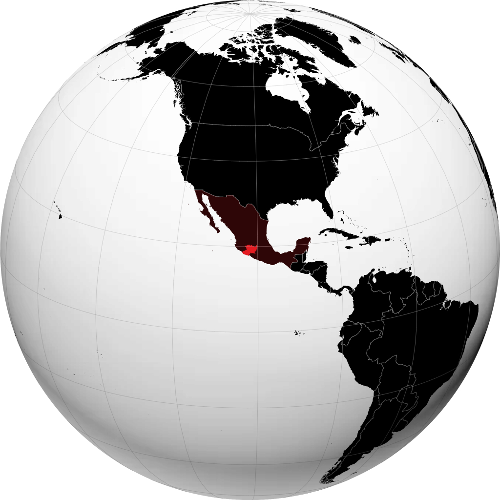 Bundesstaat Michoacán auf dem Globus