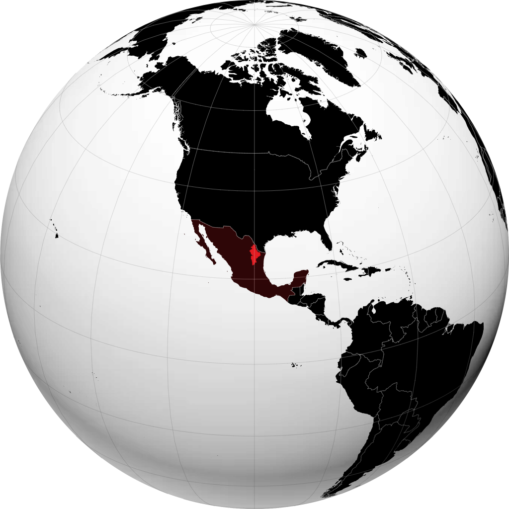 Bundesstaat Nuevo León auf dem Globus