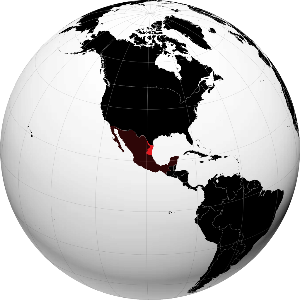 Bundesstaat Tamaulipas auf dem Globus