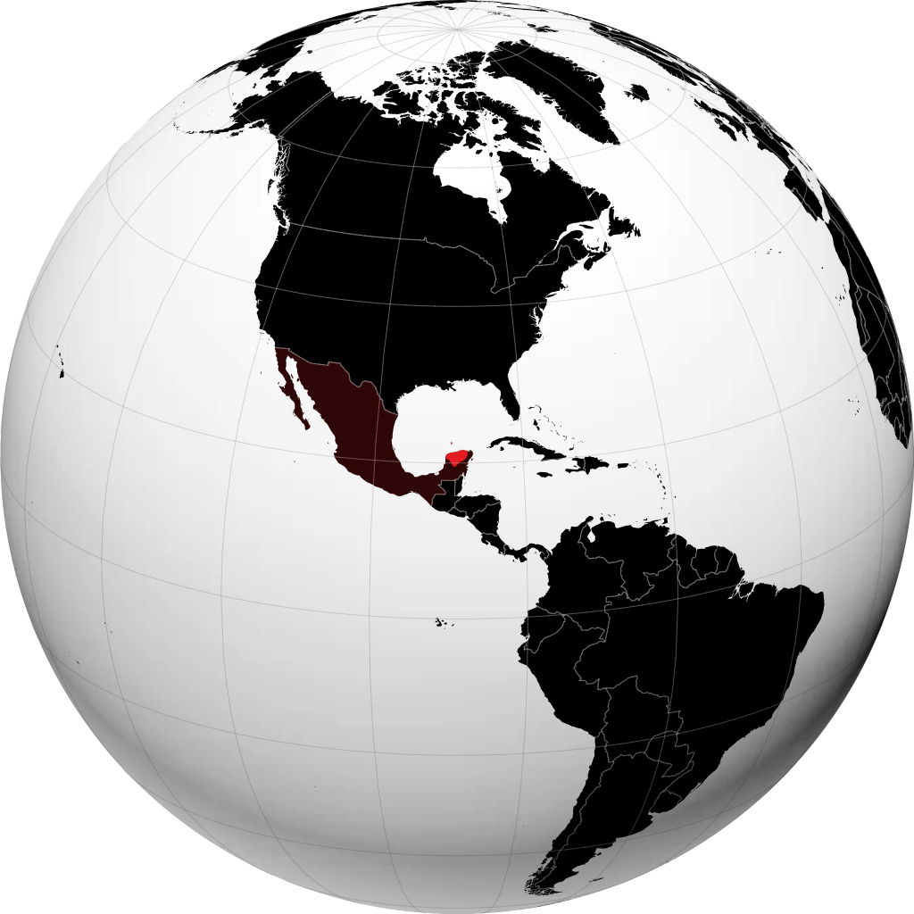 Bundesstaat Yucatán auf dem Globus