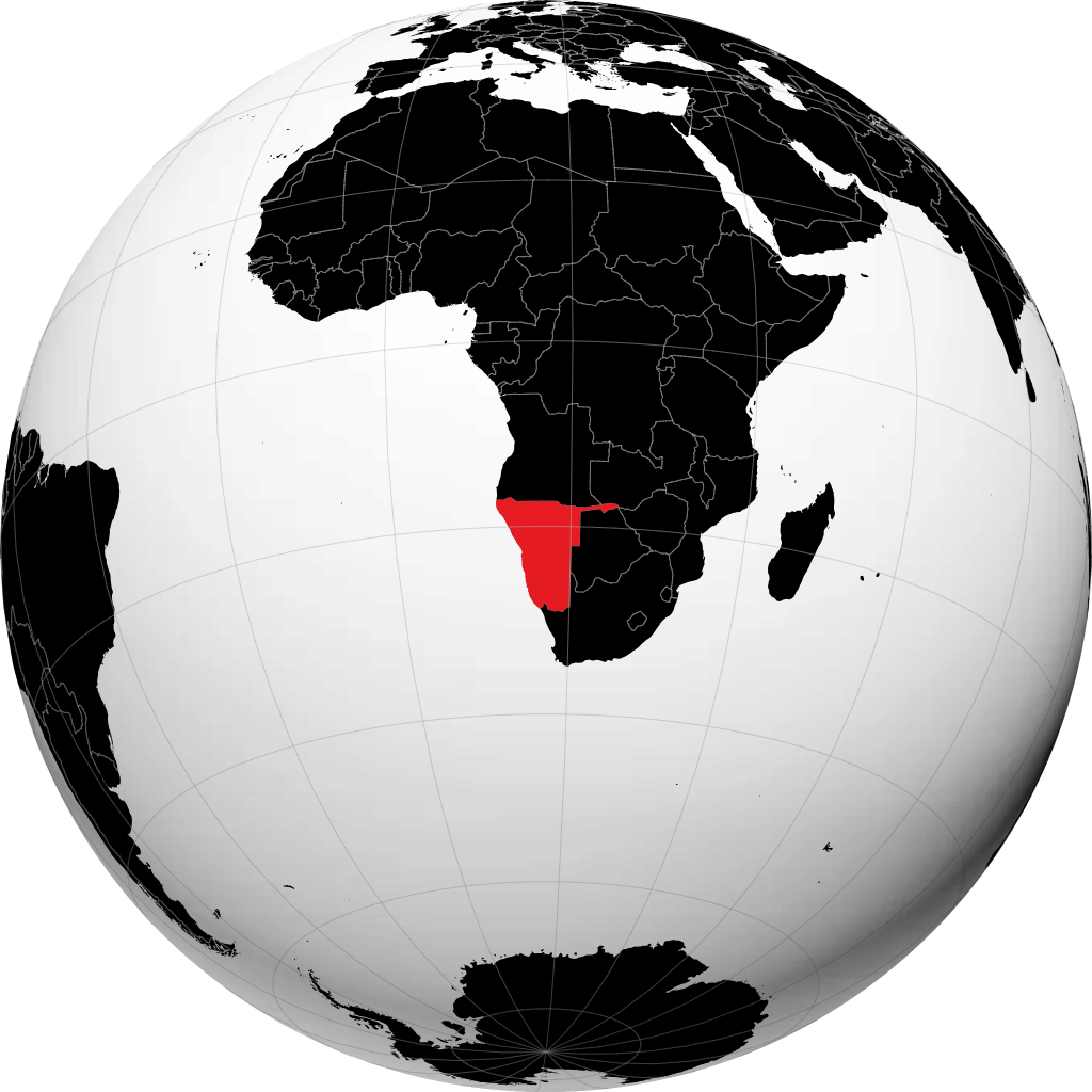 Namibia auf dem Globus