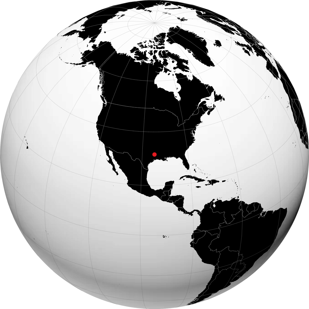 Nacogdoches auf dem Globus