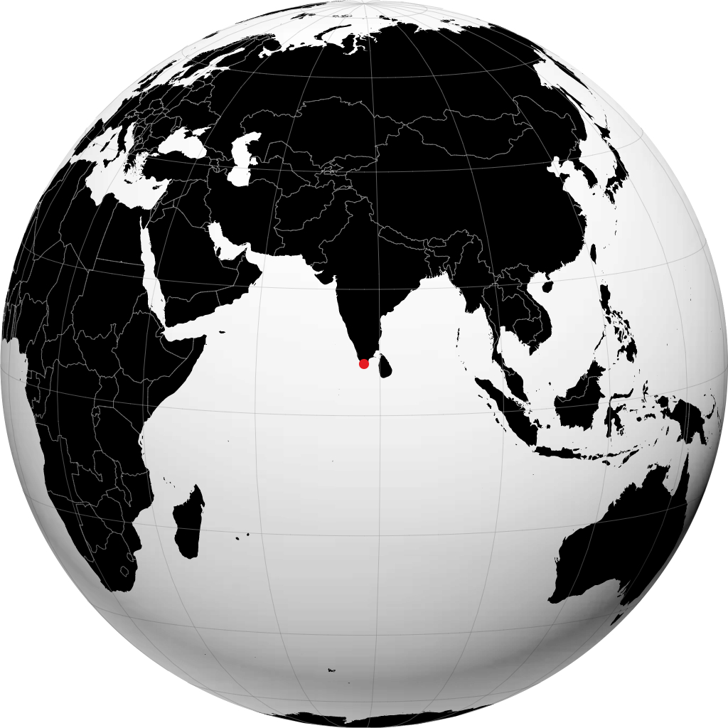 Nagercoil auf dem Globus