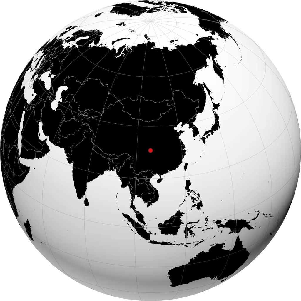 Nanchong auf dem Globus