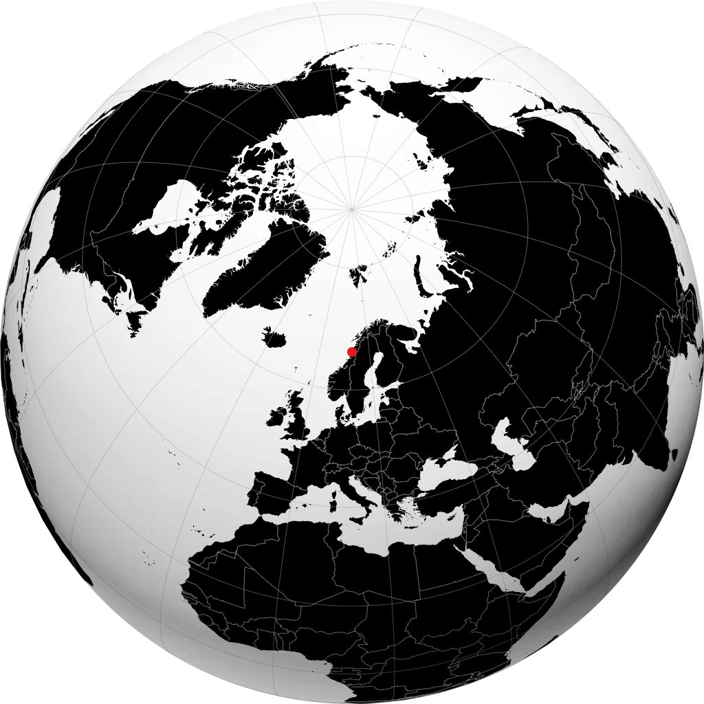 Nesna auf dem Globus