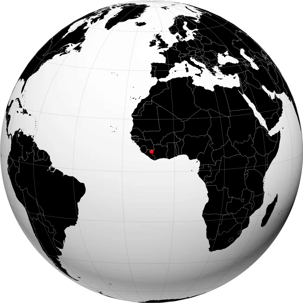 Nzérékoré auf dem Globus