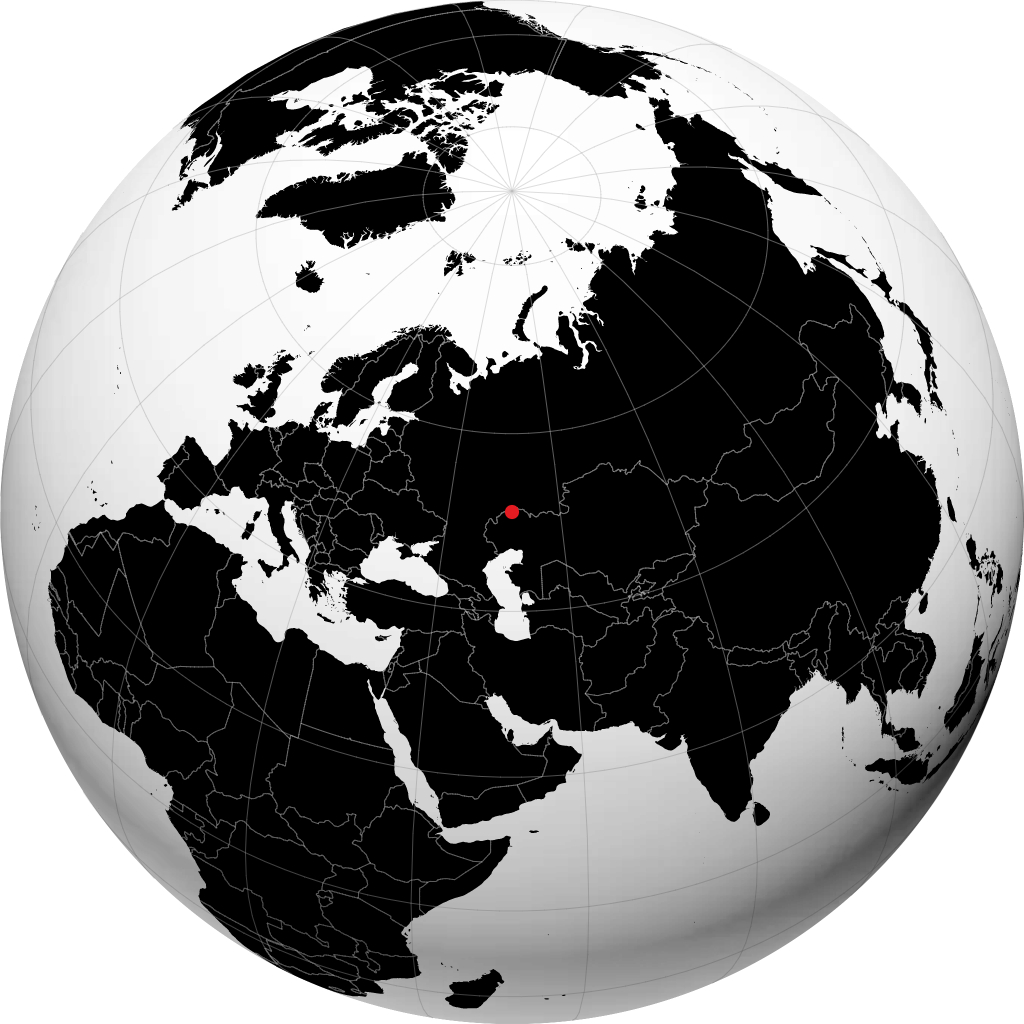 Uralsk auf dem Globus