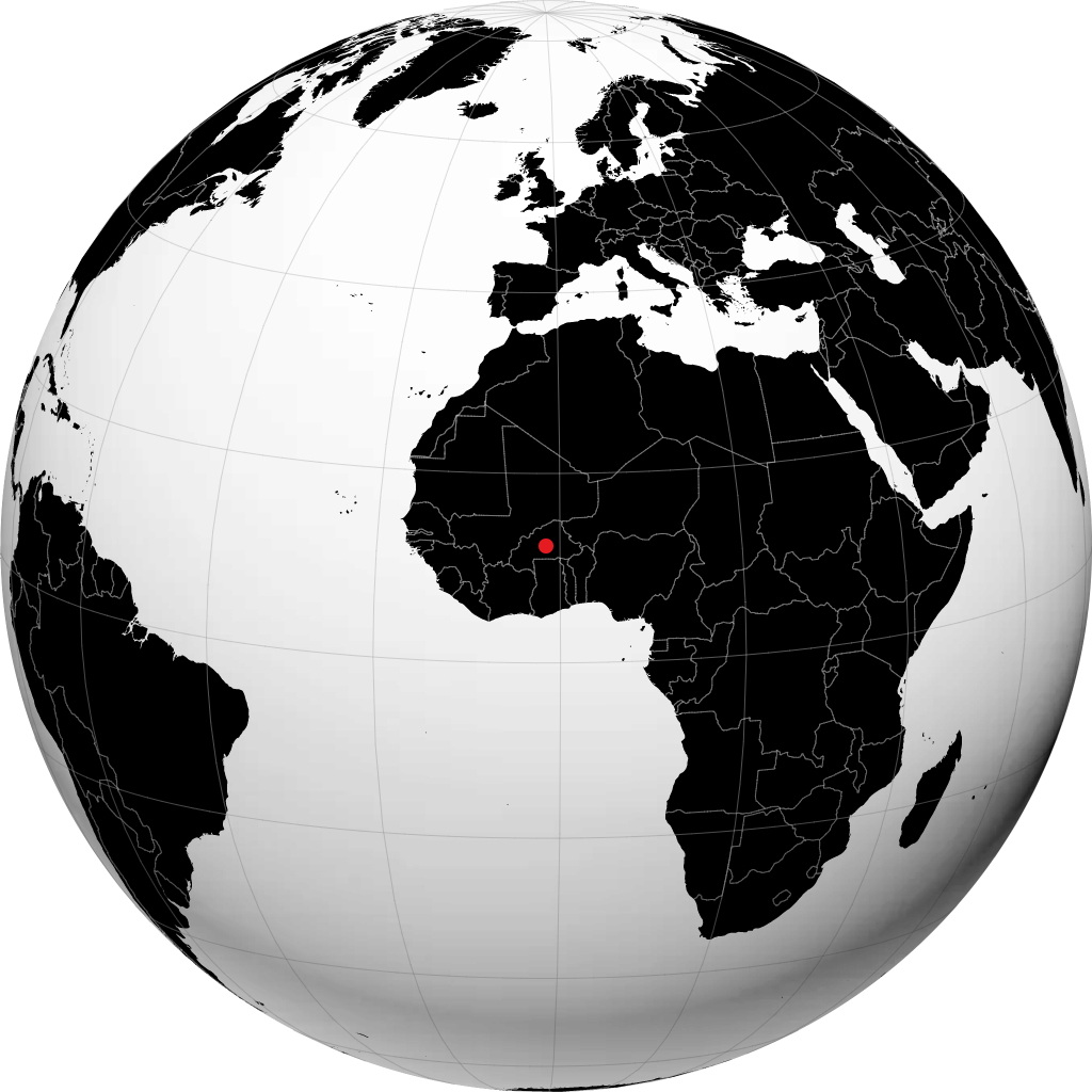 Ouagadougou auf dem Globus