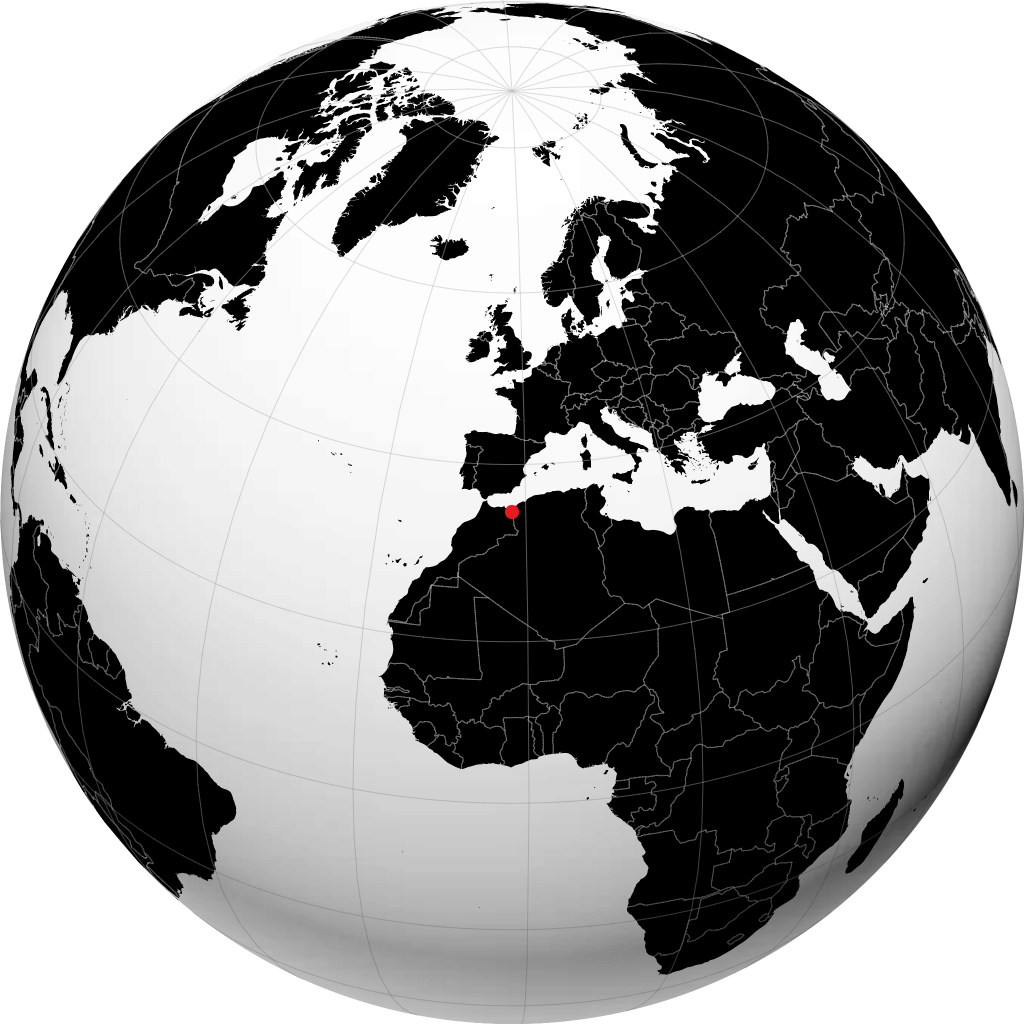 Oujda auf dem Globus