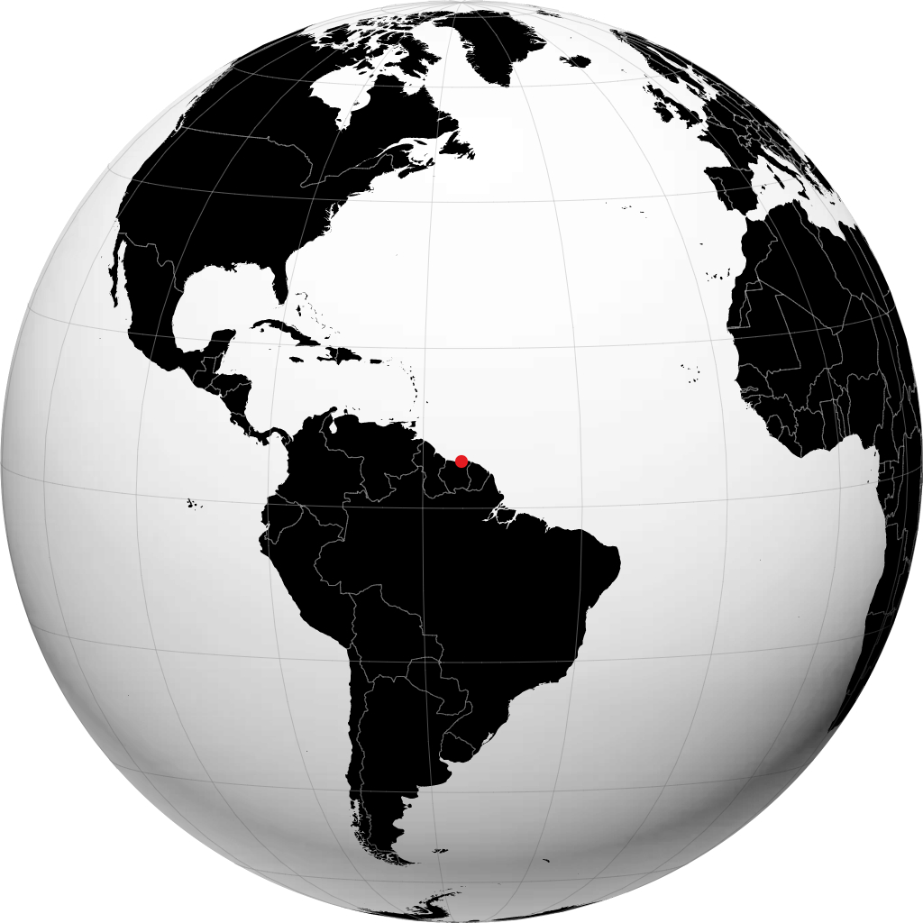 Paramaribo auf dem Globus