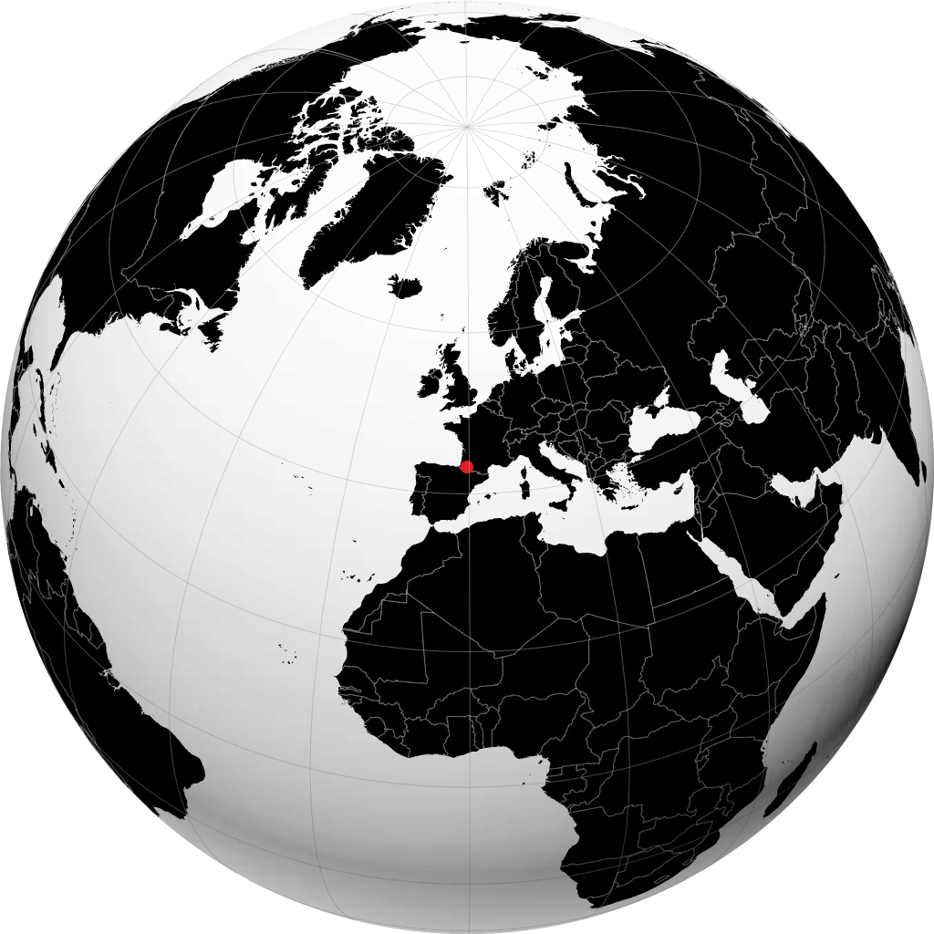 Pau auf dem Globus