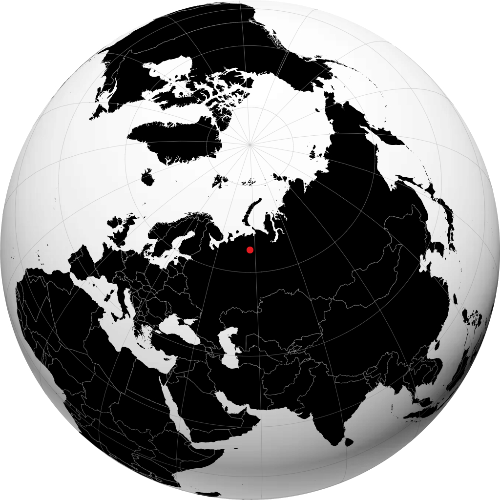 Pechora auf dem Globus