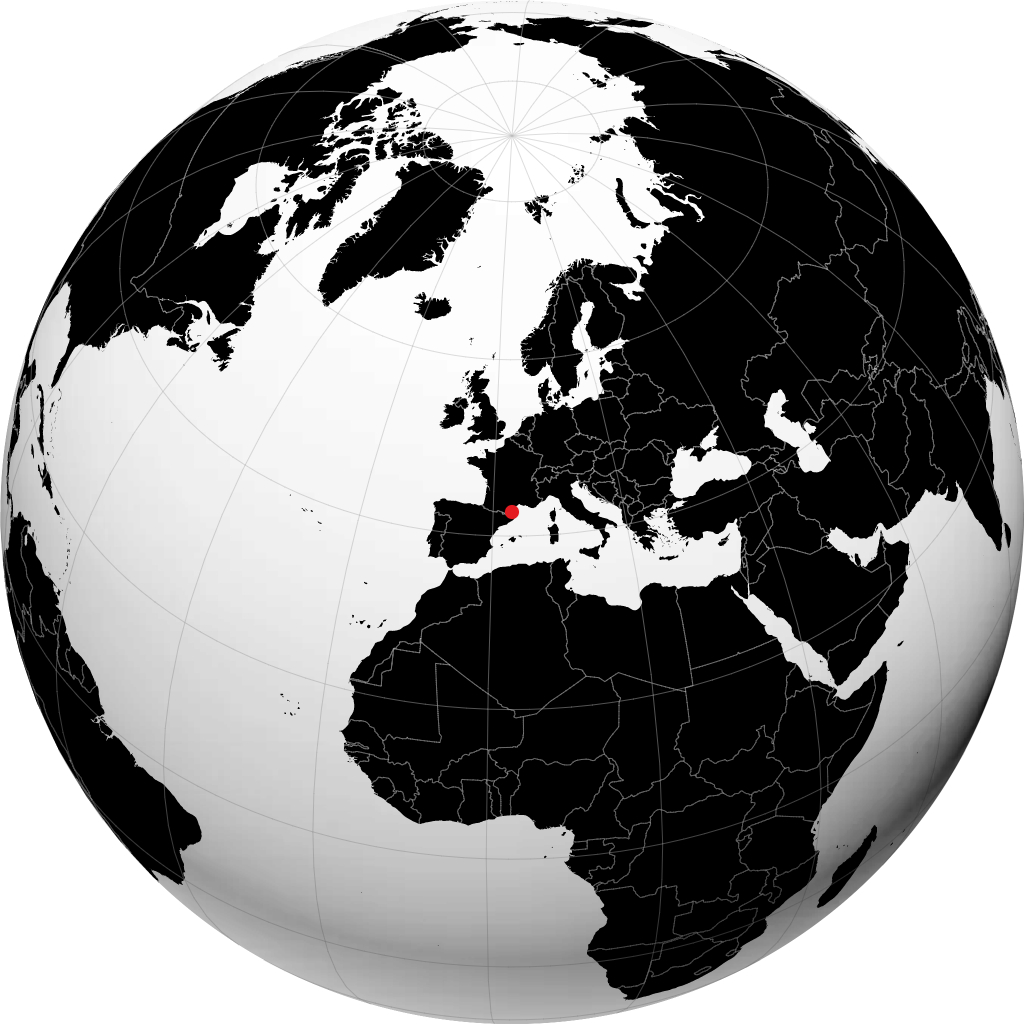 Perpignan auf dem Globus