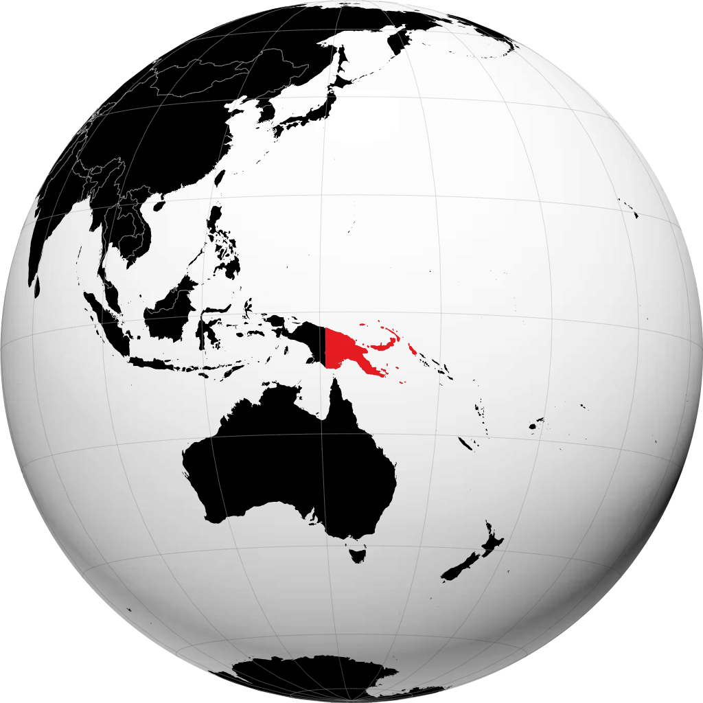 Papua-Neuguinea auf dem Globus