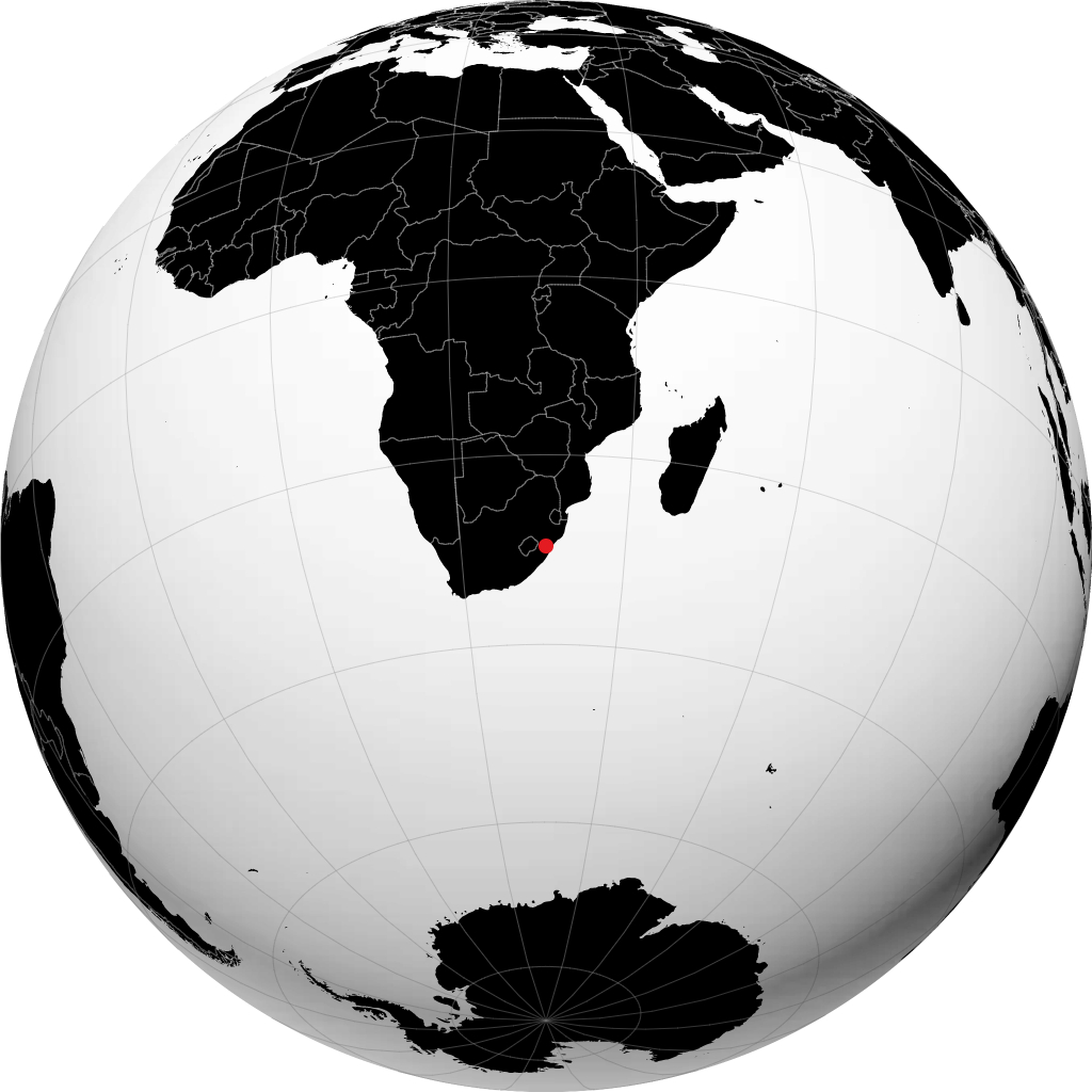 Pietermaritzburg auf dem Globus
