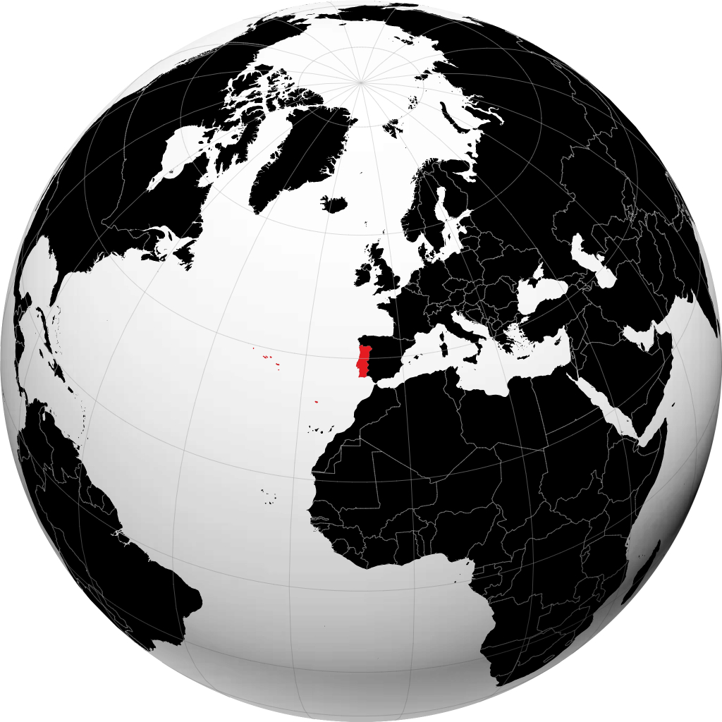 Portugal auf dem Globus