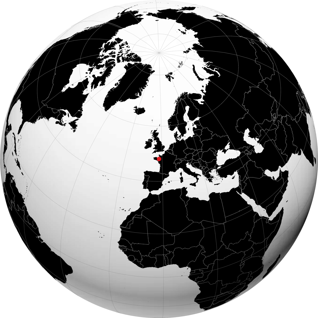 Rennes auf dem Globus