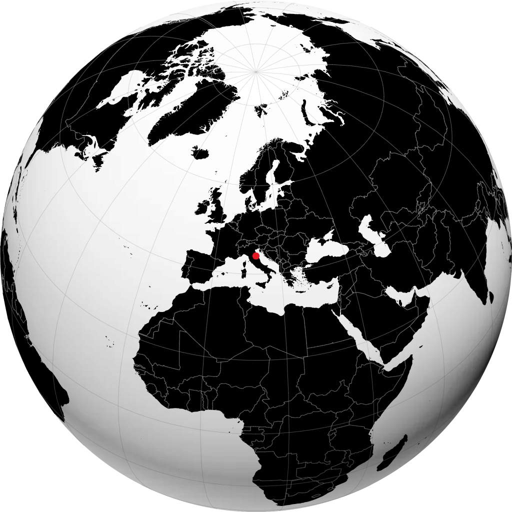 Rimini auf dem Globus