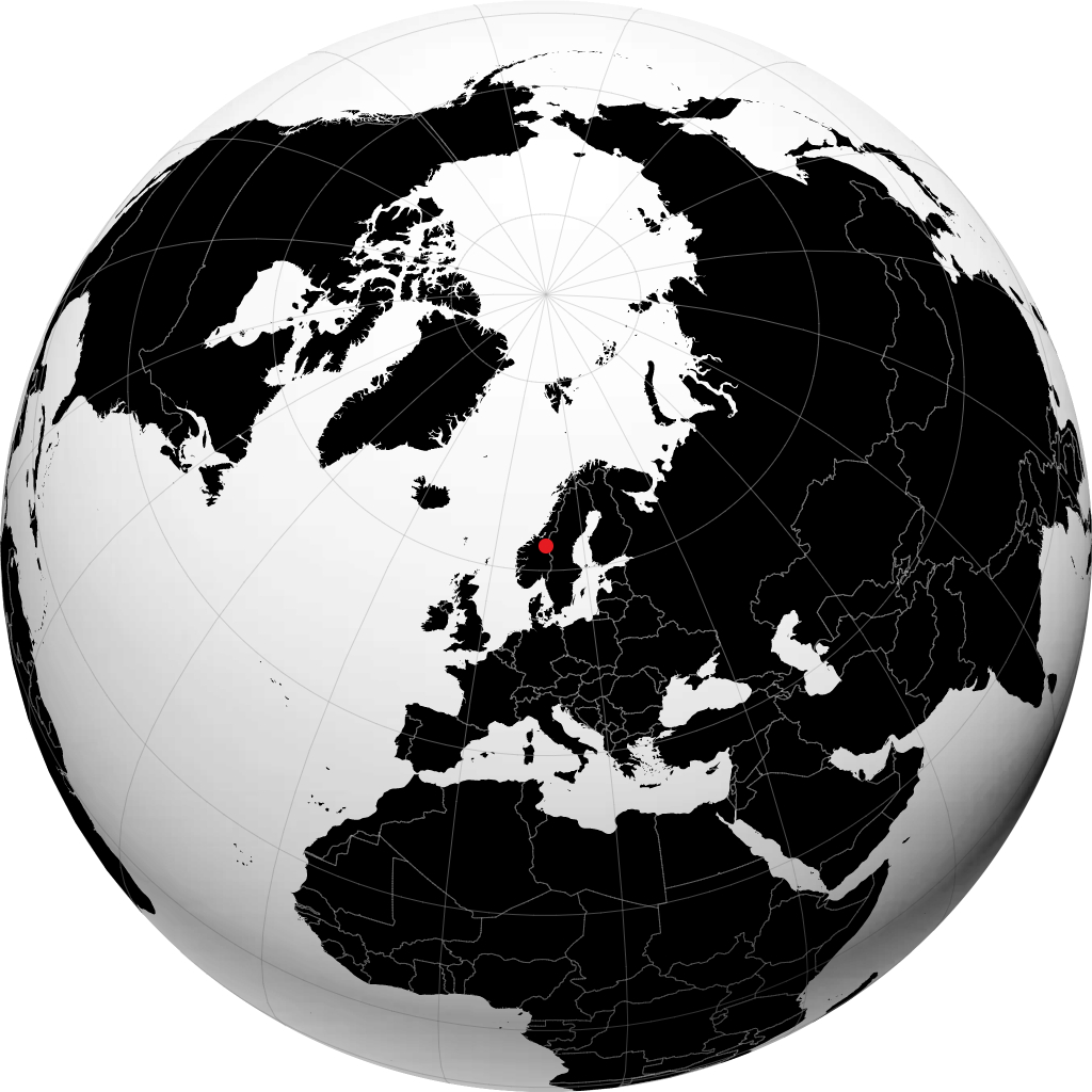 Røros auf dem Globus