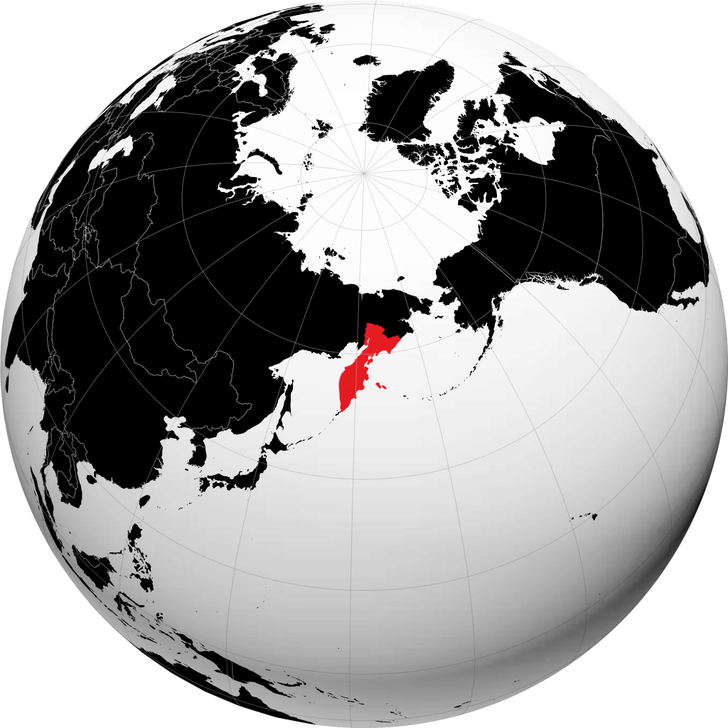 Region Kamtschatka auf dem Globus