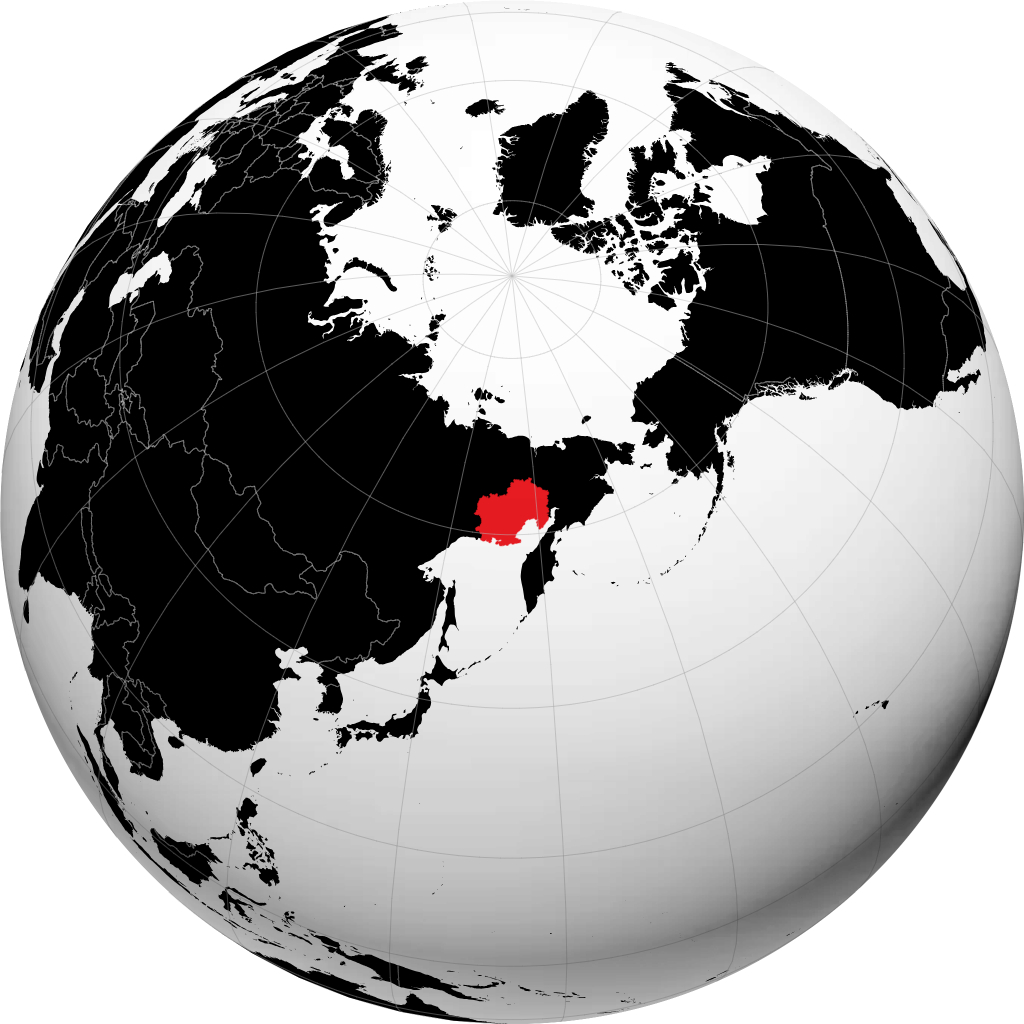 Oblast Magadan auf dem Globus