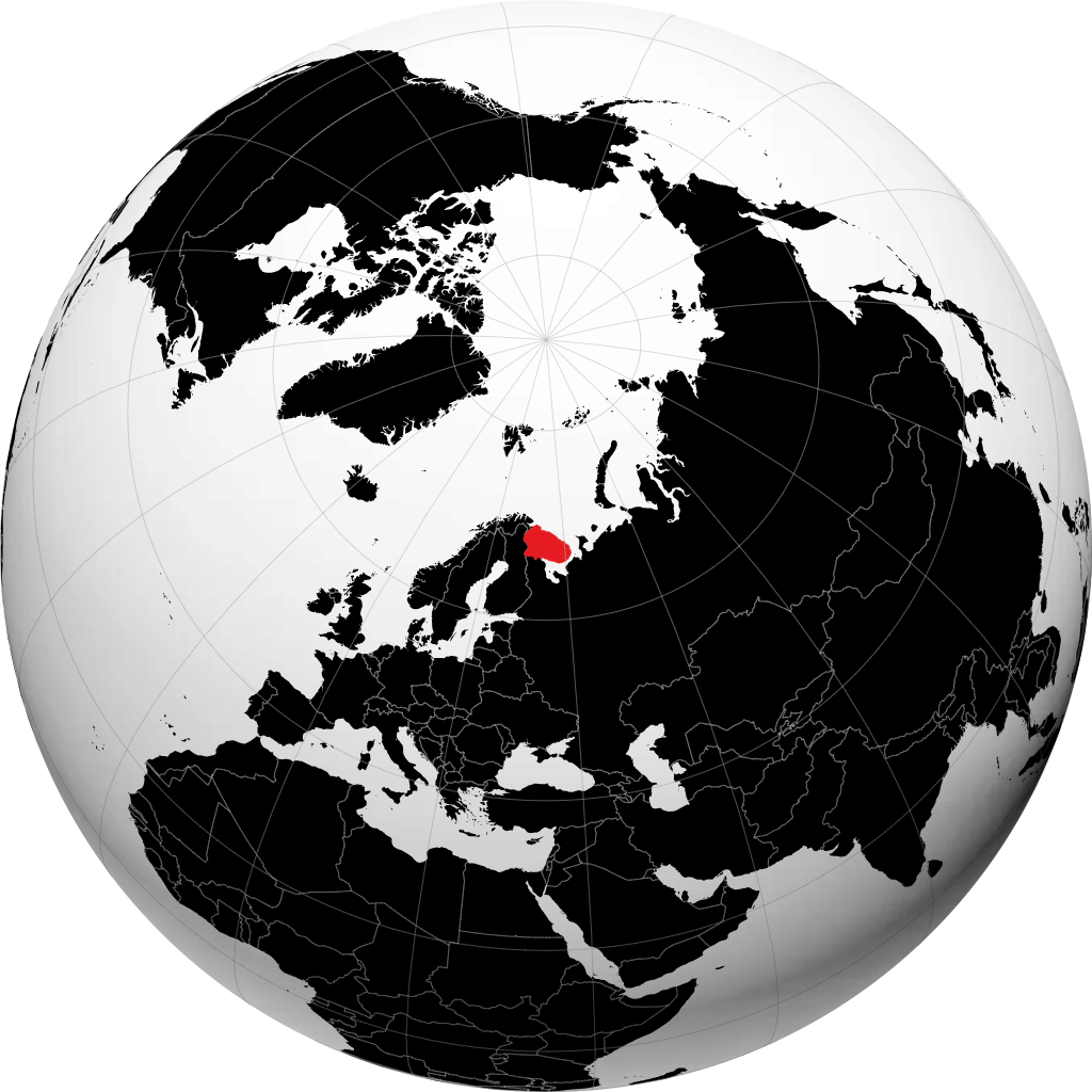 Gebiet Murmansk auf dem Globus