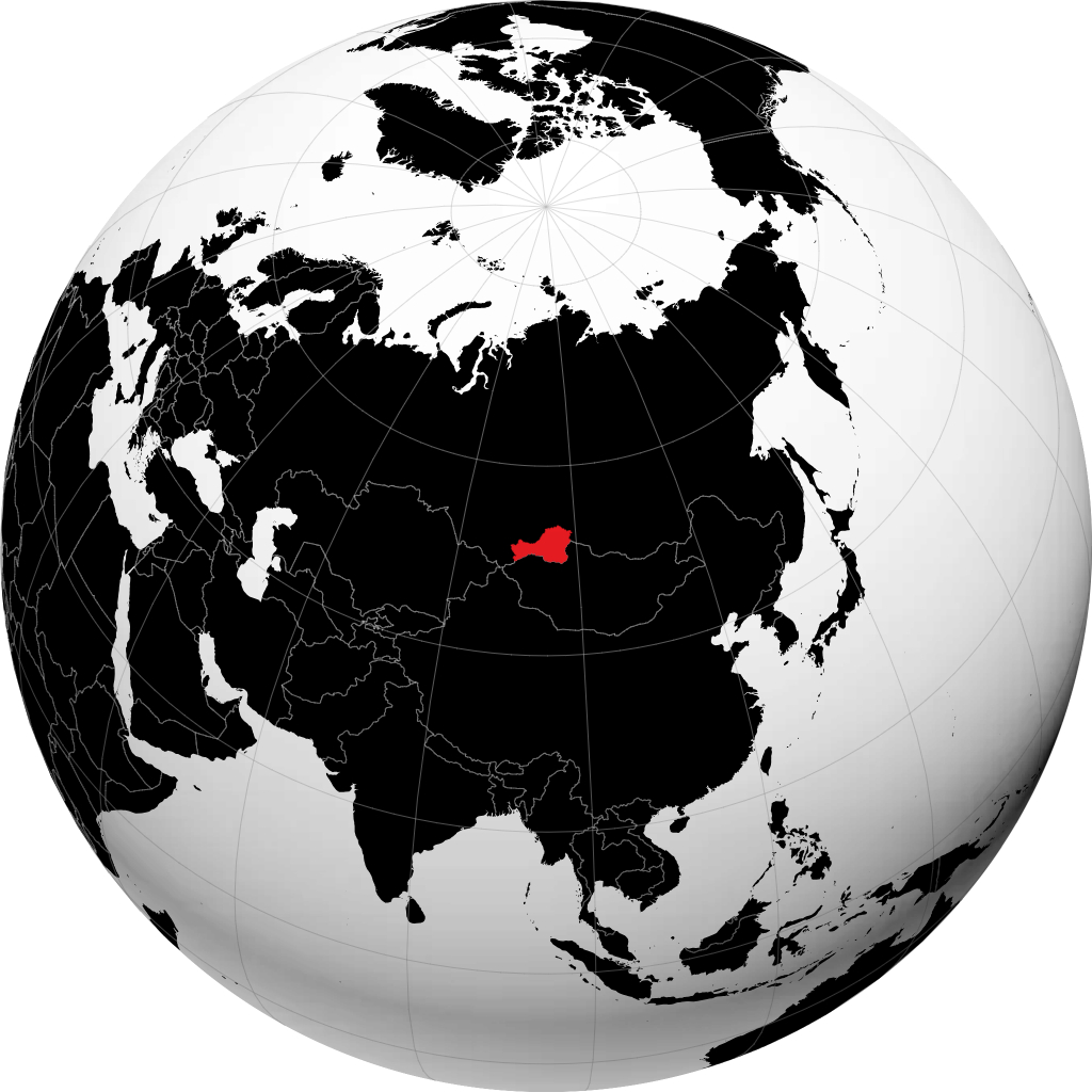 Republik Tuwa auf dem Globus