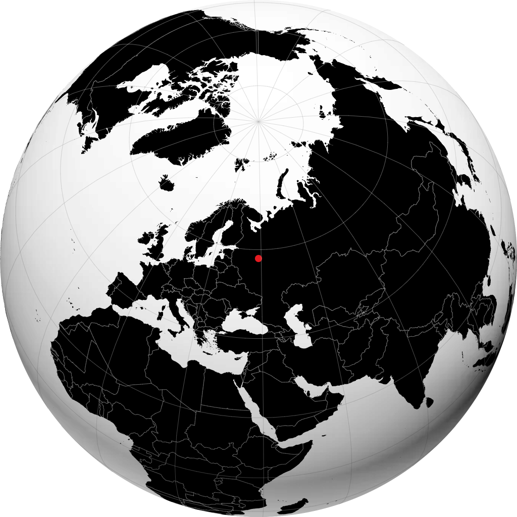 Rybinsk auf dem Globus