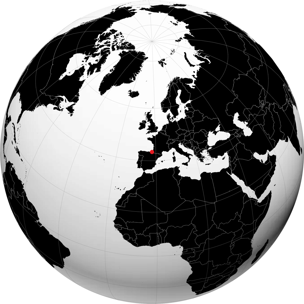 San Sebastián auf dem Globus