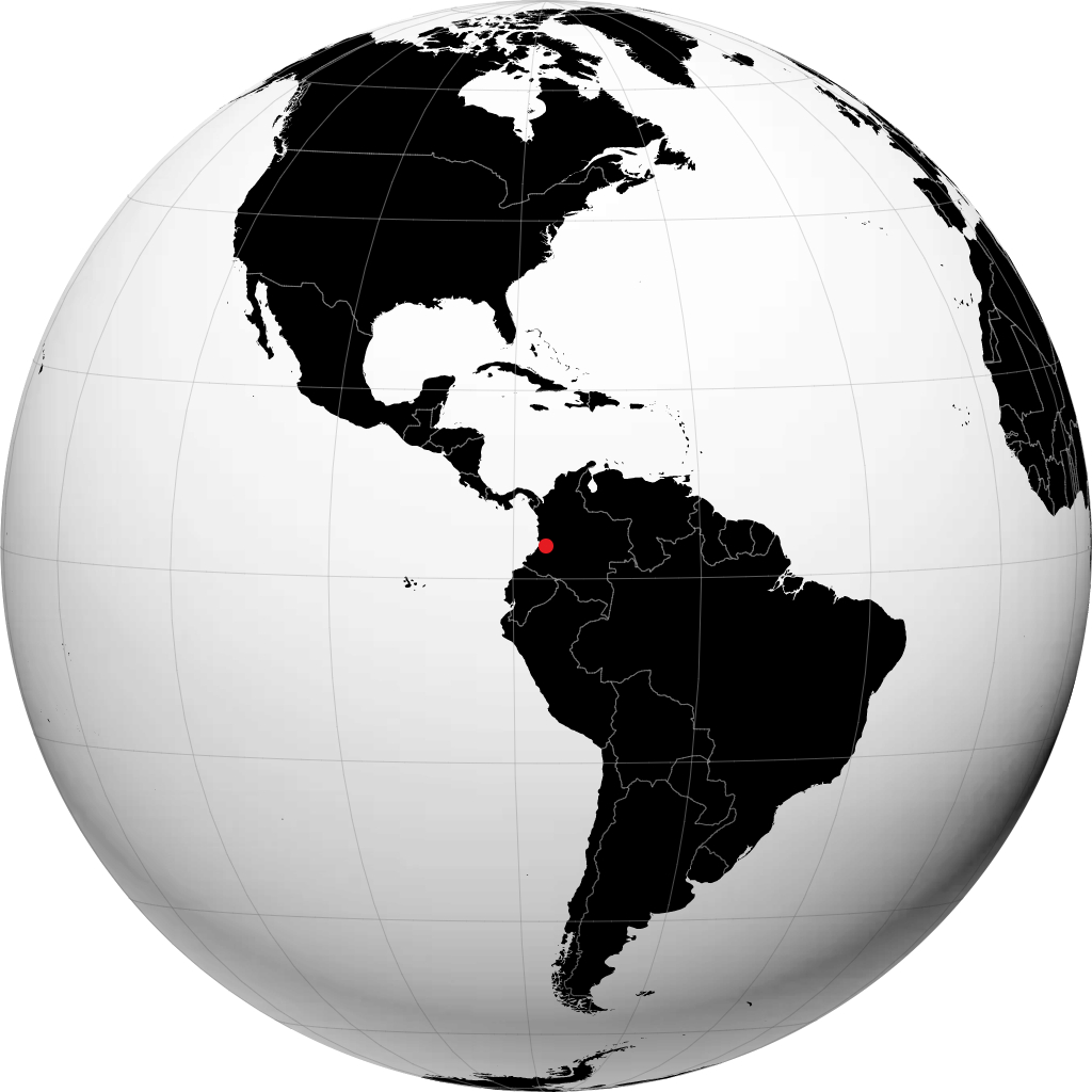 Santiago de Cali auf dem Globus