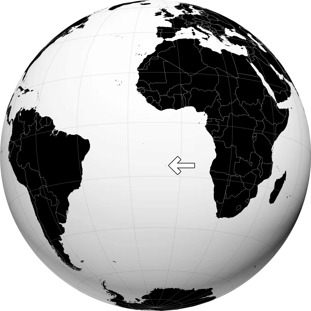 St. Helena, Ascension und Tristan da Cunha auf dem Globus