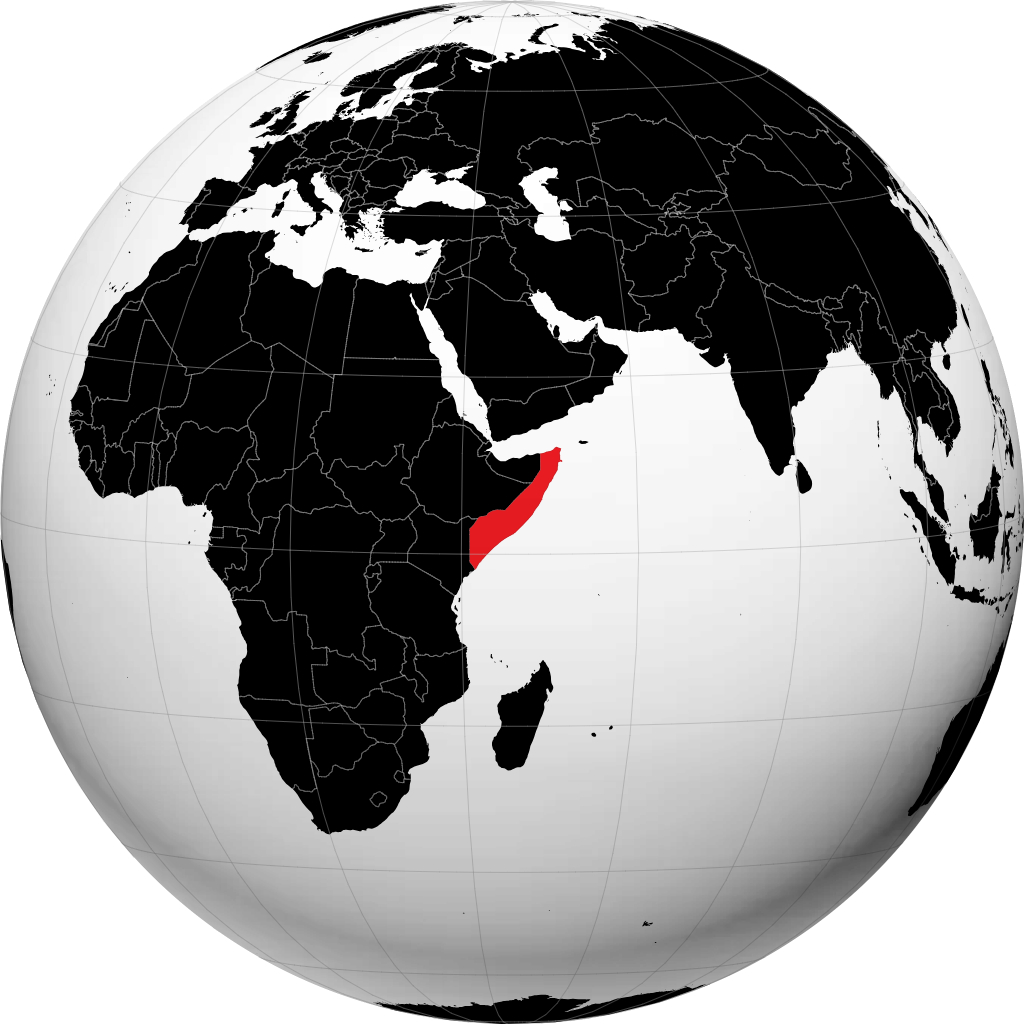 Somalia auf dem Globus