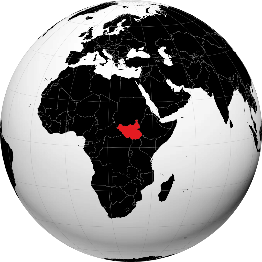 Südsudan auf dem Globus