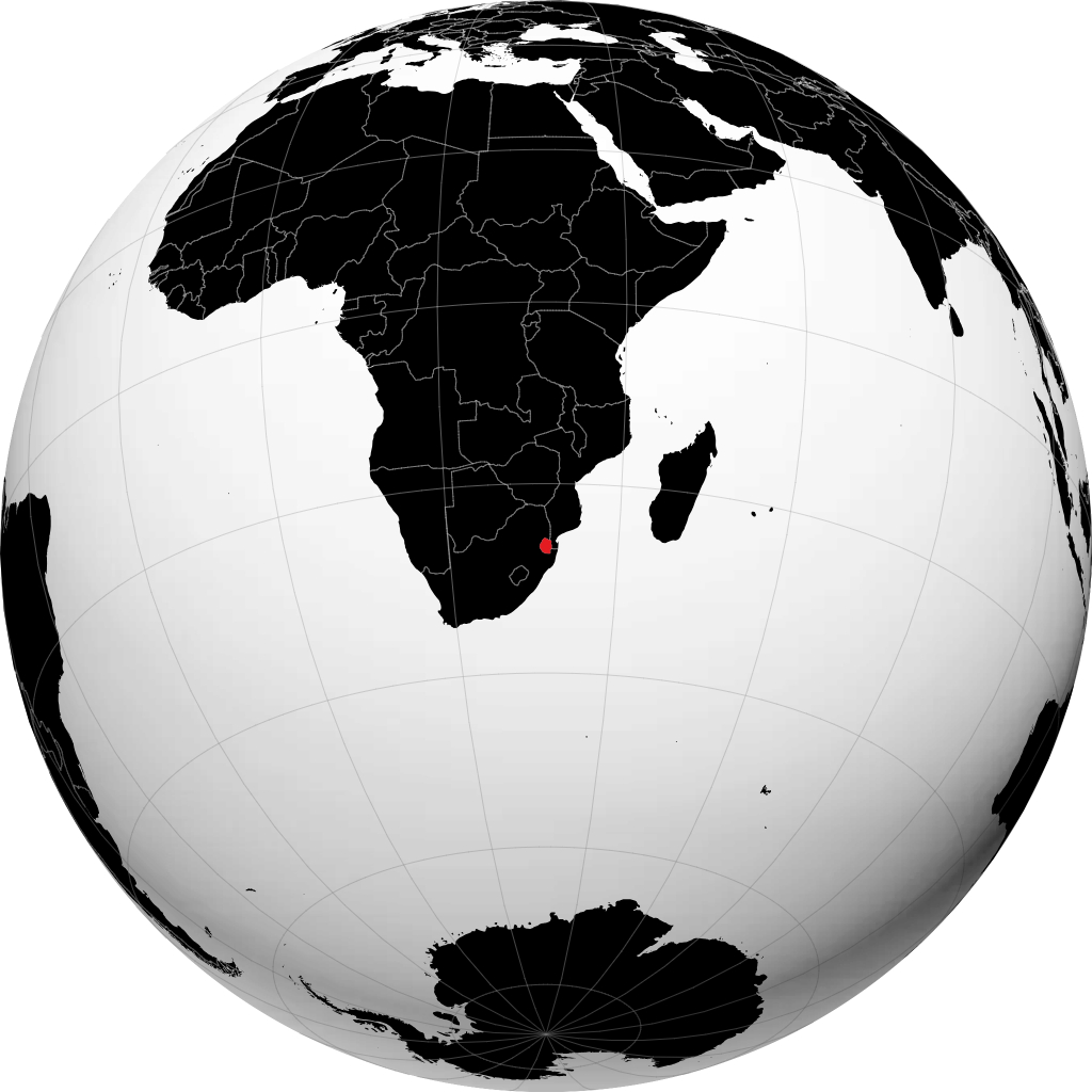 Eswatini auf dem Globus