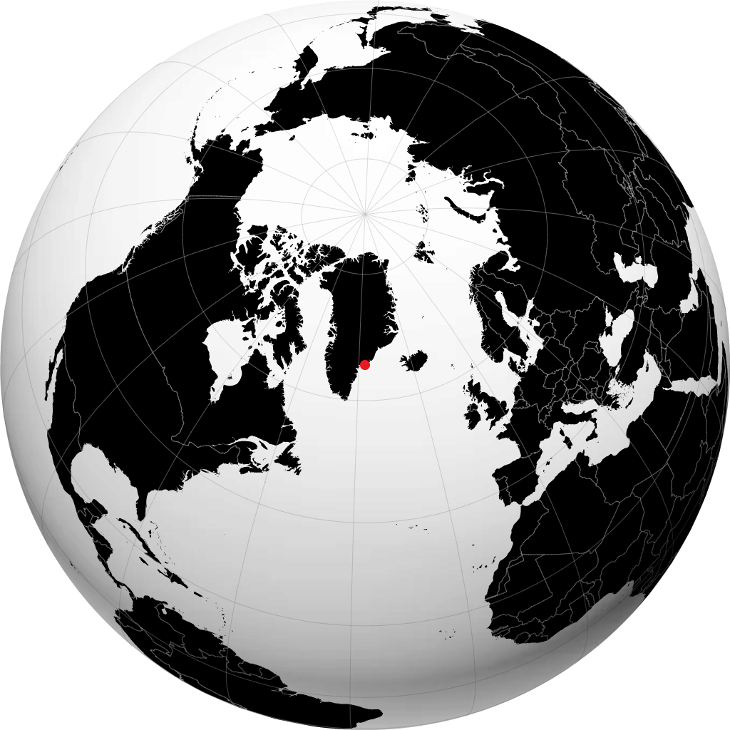 Tasiilaq auf dem Globus
