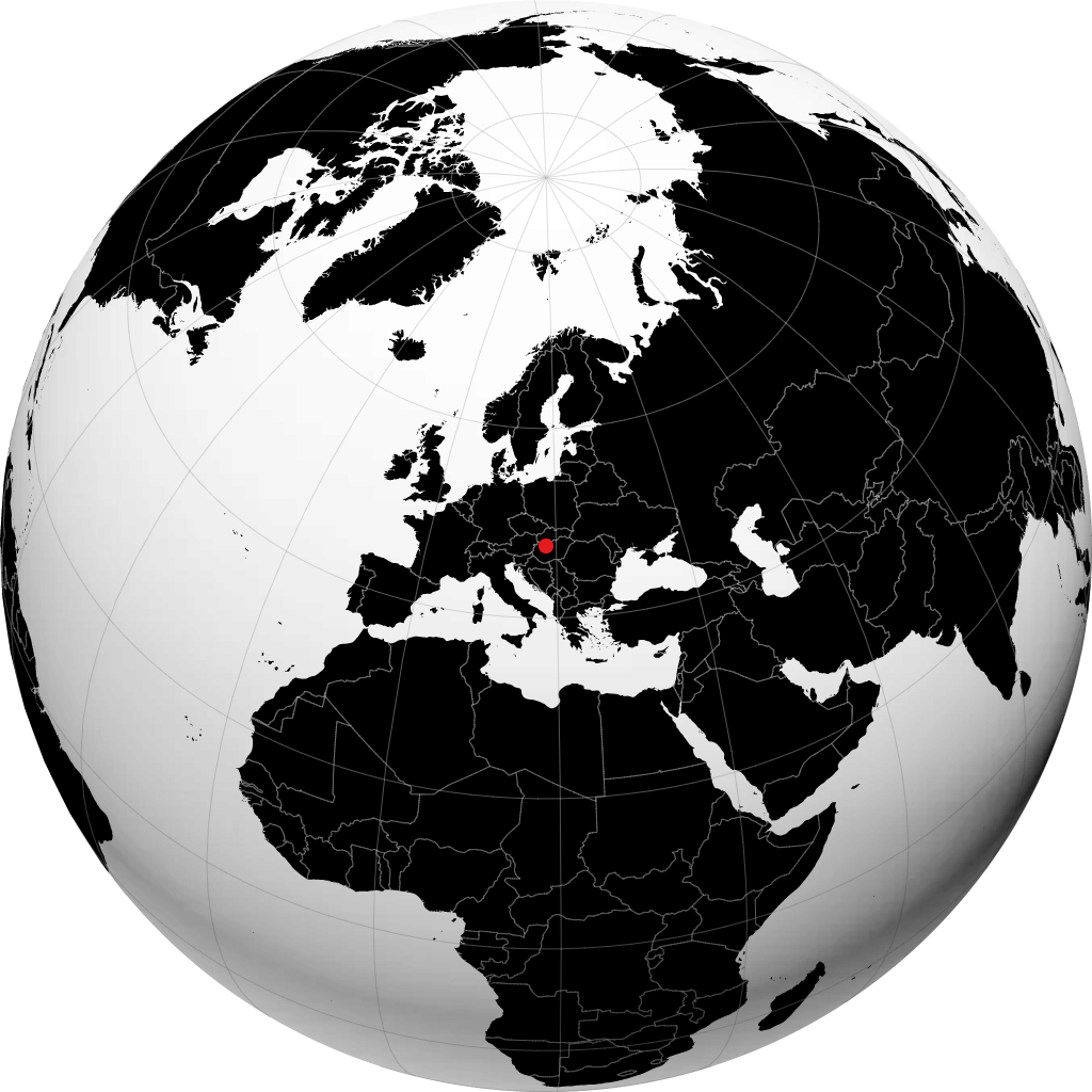 Tatabánya auf dem Globus