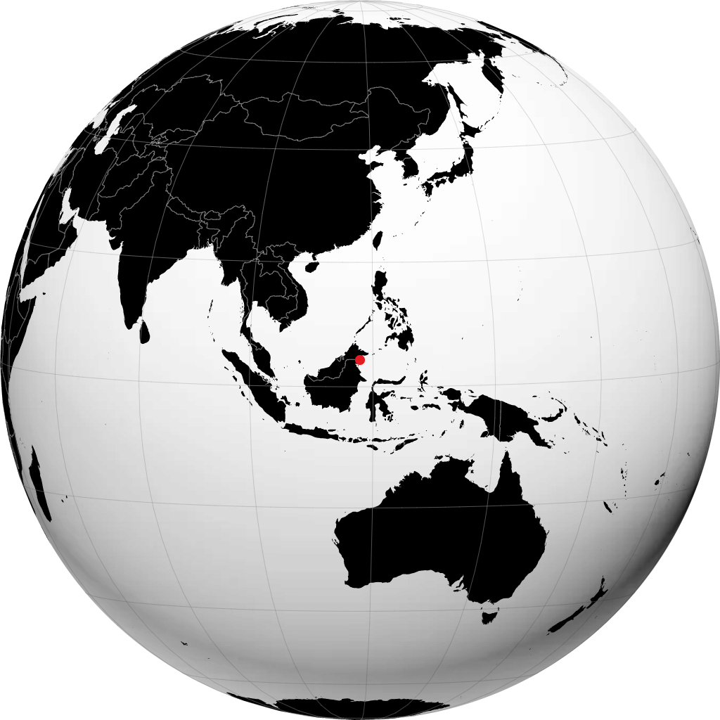 Tawau auf dem Globus