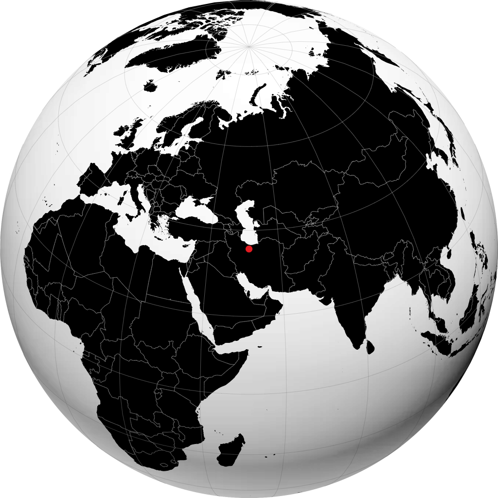 Teheran auf dem Globus