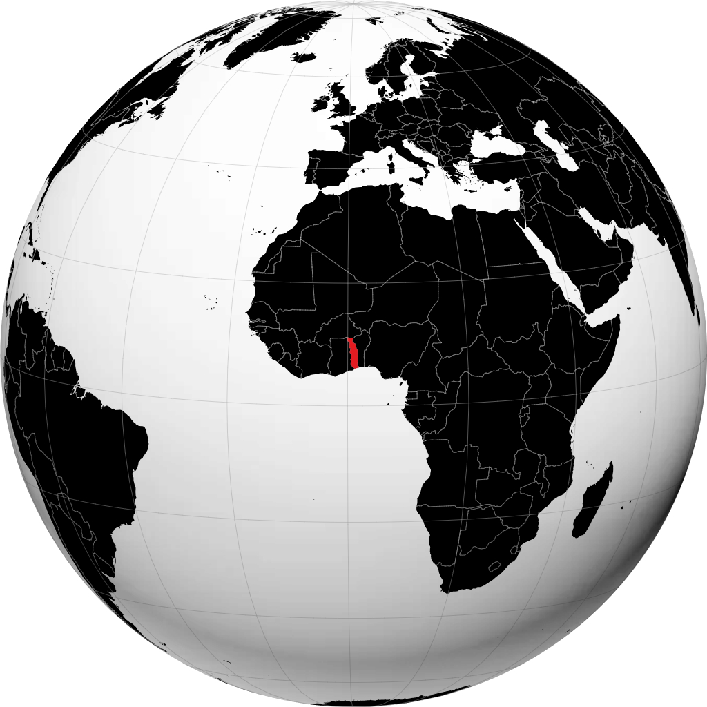 Togo auf dem Globus