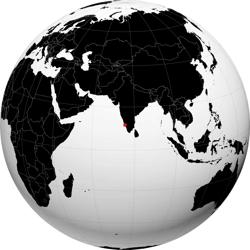 Thalassery auf dem Globus