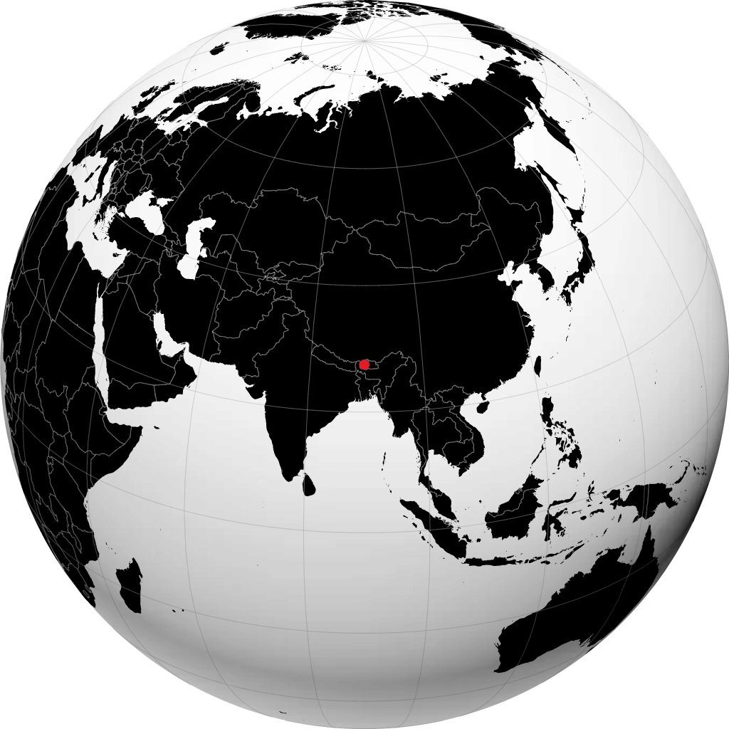 Thimphu auf dem Globus