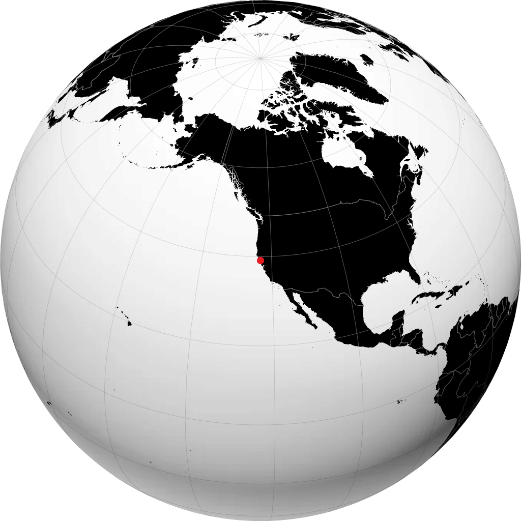 Ukiah auf dem Globus