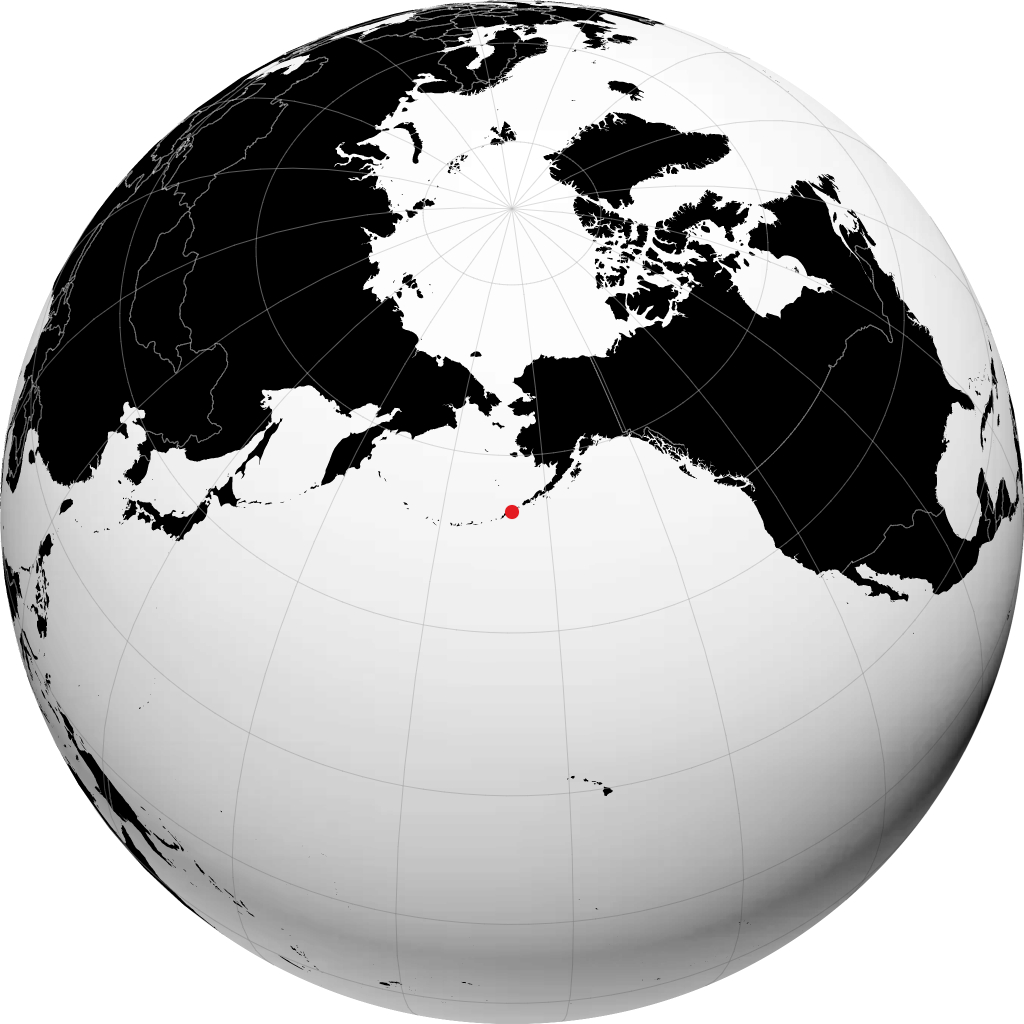 Unalaska auf dem Globus
